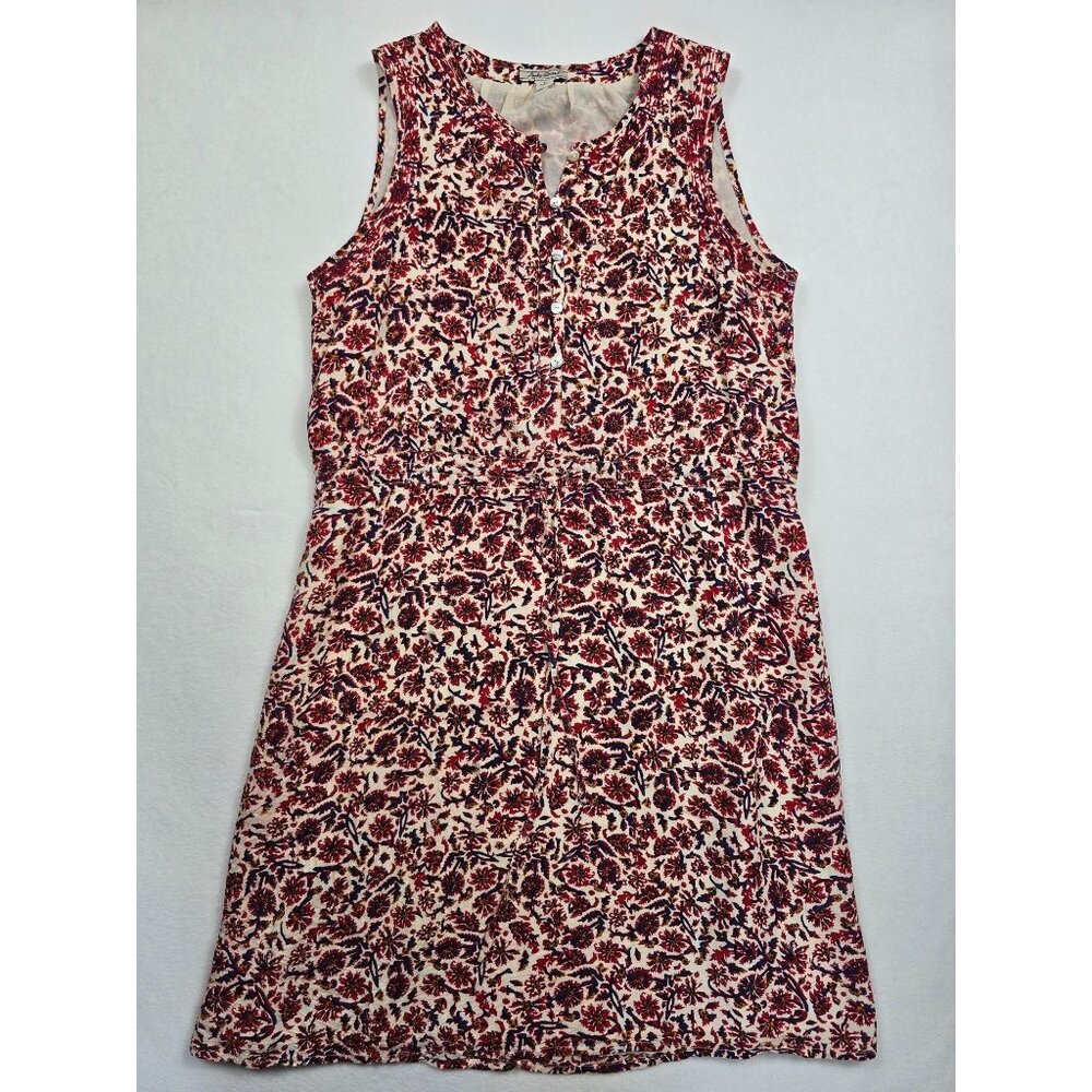 Lucky Brand Womens Sleeveless Floral Print Dress S Red & Cream Boho